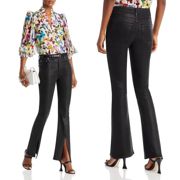 Derek Lamb 10 Crosby Lucia High Rise Split Hem JEANS 24 Coated Black NEW $285 - Picture 2 of 14